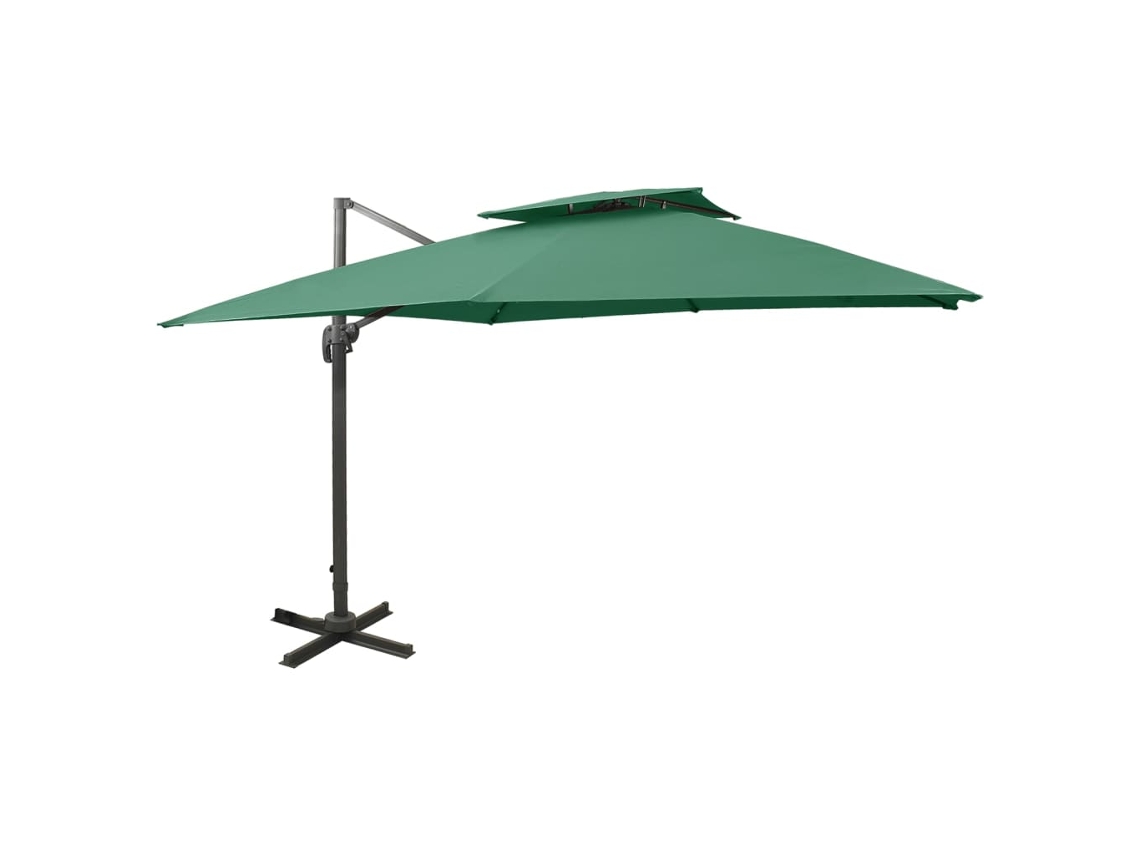 Vidaxl Guarda-sol De Jardim Cantilever C/ Toldo Duplo 300x300 Cm Verde