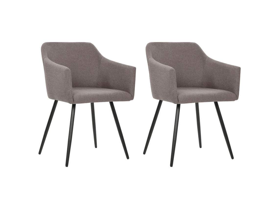 Vidaxl Cadeiras De Jantar 2 Pcs Tecido Cinzento-acastanhado