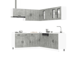 Vidaxl 11 Peças Armário De Cozinha Conjunto Kalmar Concreto Cinza