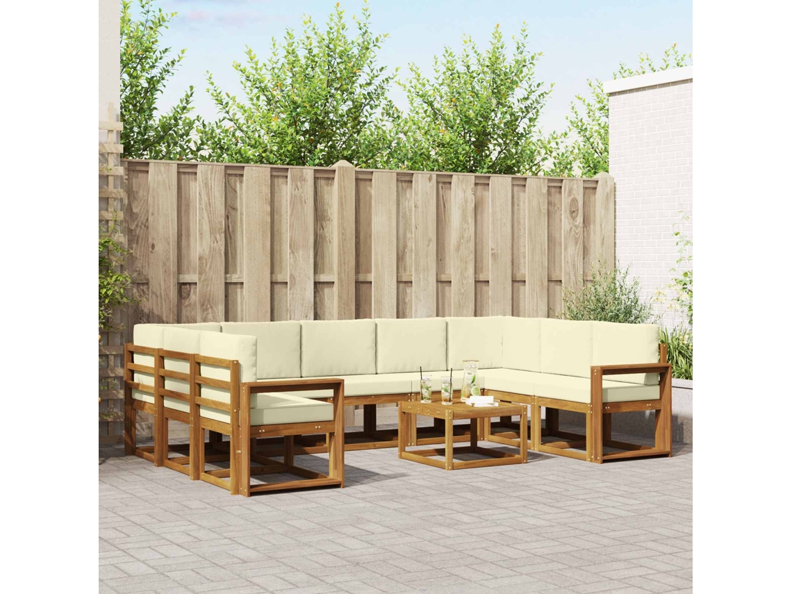 Vidaxl Conjunto De Sofás Para Exterior 10 Unid. Natural E Creme