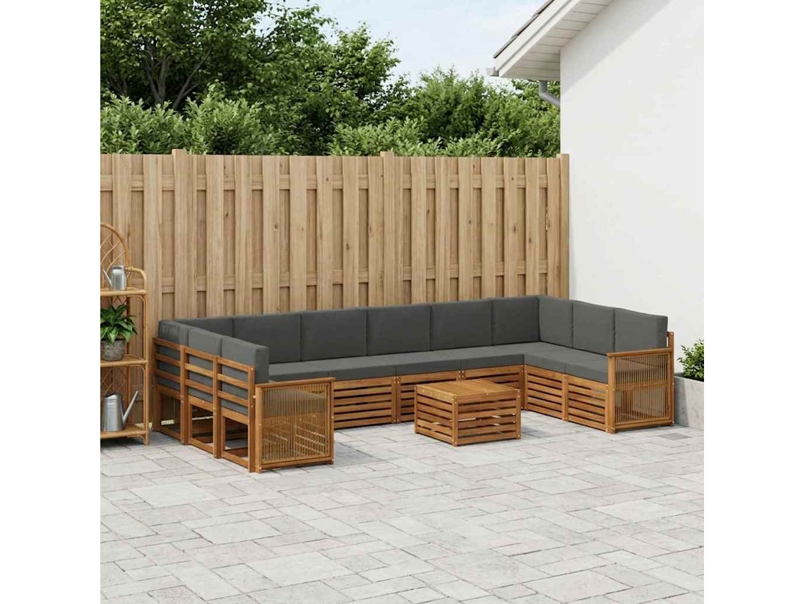 Vidaxl Conjunto De Sofás Para Exterior 8 Unid. Natural E Antracite