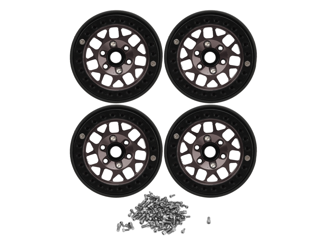 4pcs Jantes De Rc Crawler De Liga De Alumínio Universal 1.9in Rodas Beadlock Para Scx10 Scx10 Ii Titânio