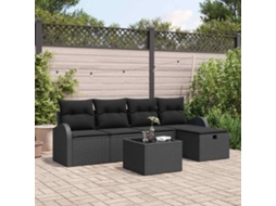 Vidaxl Conjunto De Sofá De Jardim 6 Unid. Preto Vime Pe