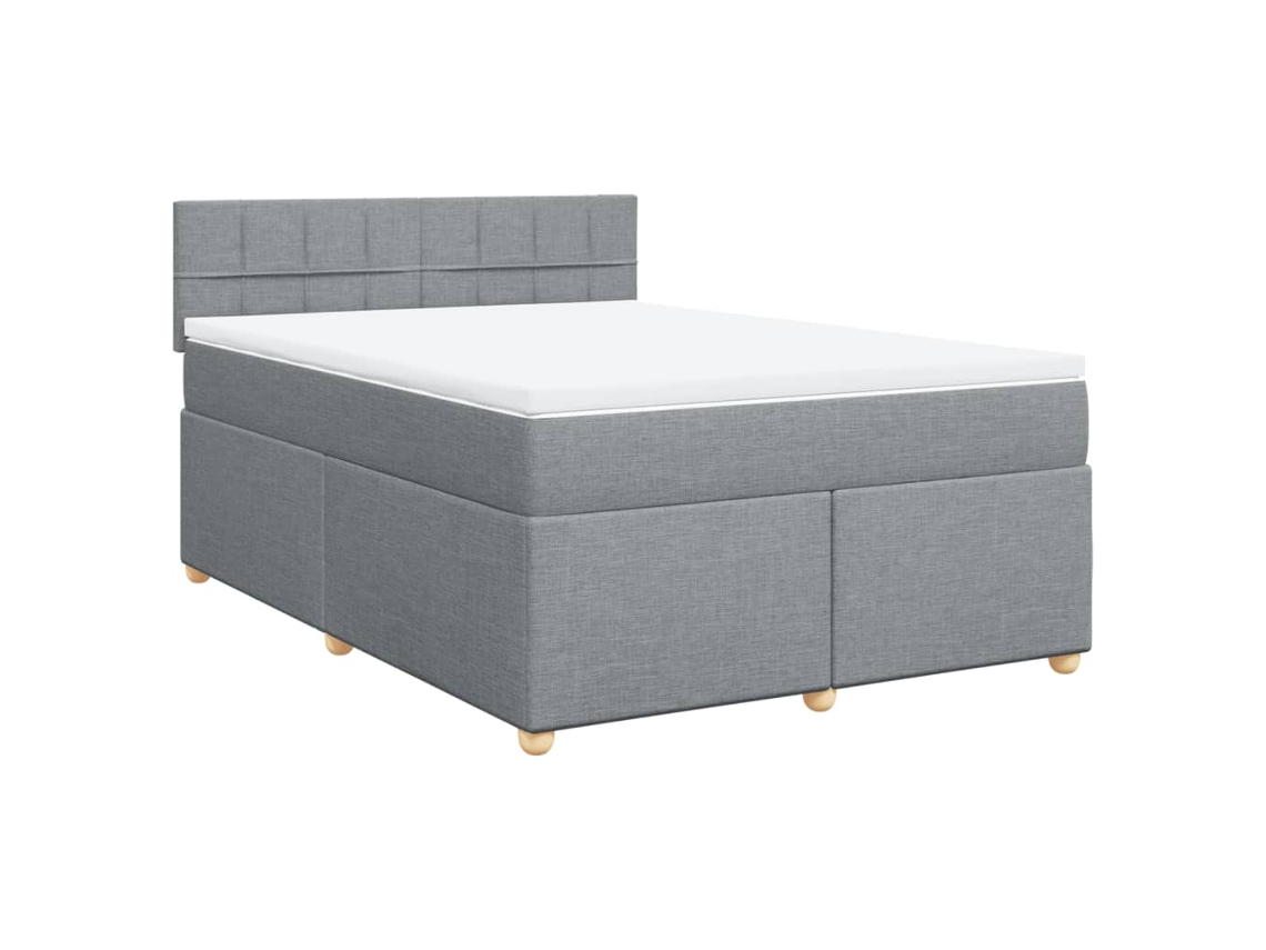 Cama com Molas e Colchão Tecido Cinzento Claro MAISON EXCLUSIVE (140x190 cm)