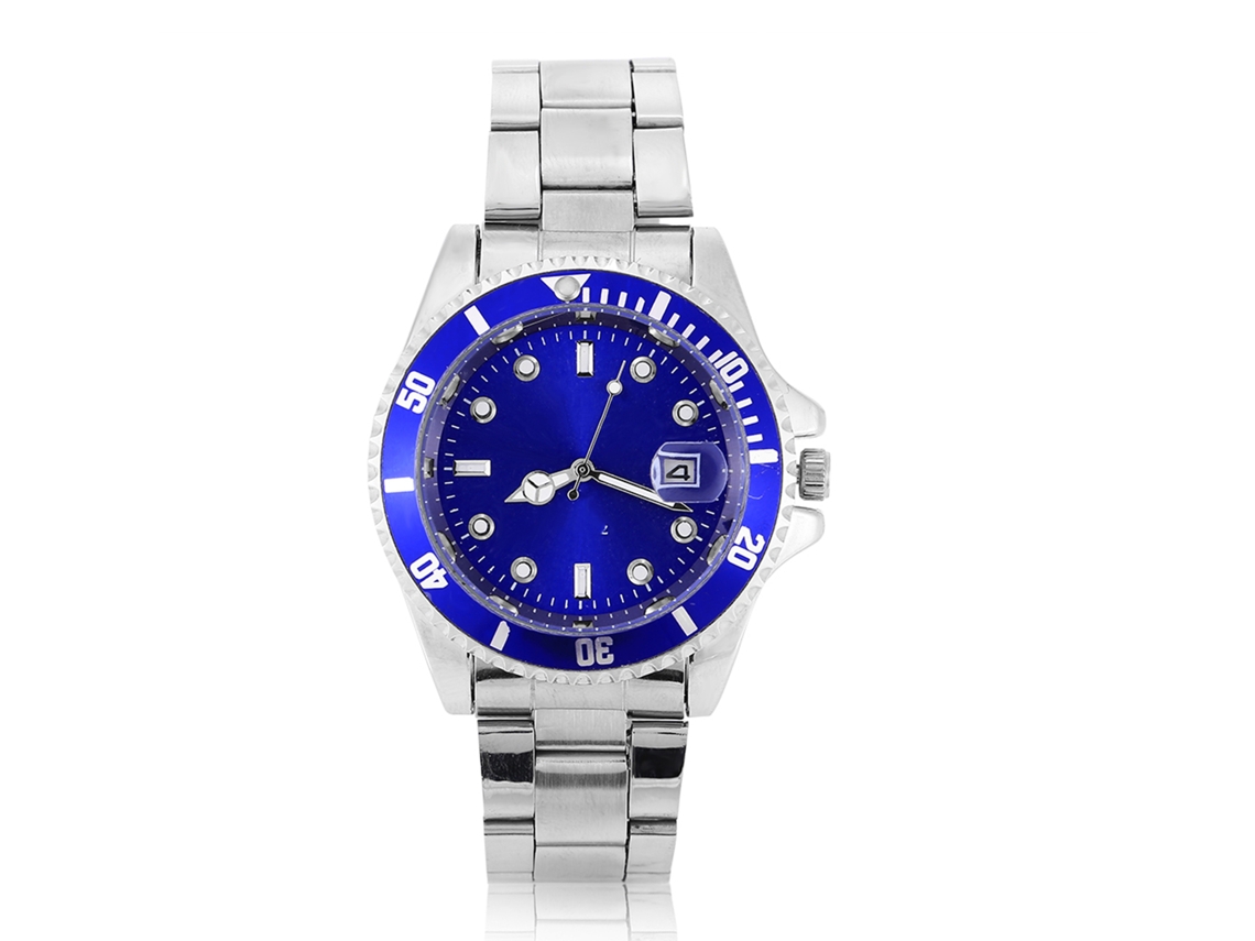 Reloj De Pulsera Analógica De Cuarzo Con Correa De Aleación Redondo Moda (azul)