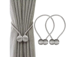 Ataduras De Cortinas Magnéticas Clip Rope Soportes Hebilla Para Decoración Hogar 2 Piezas Gris