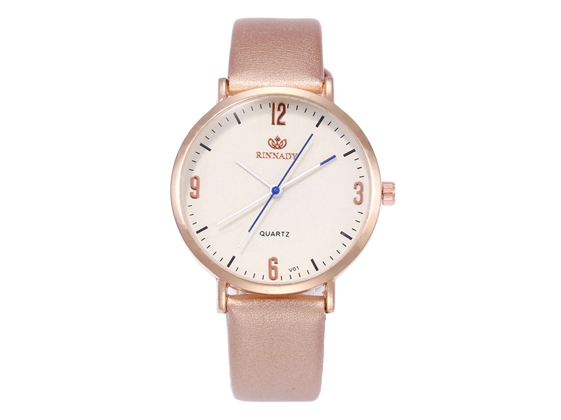 Relógio de quartzo unissex Zhoulianfa com pulseira de couro PU (dourado)
