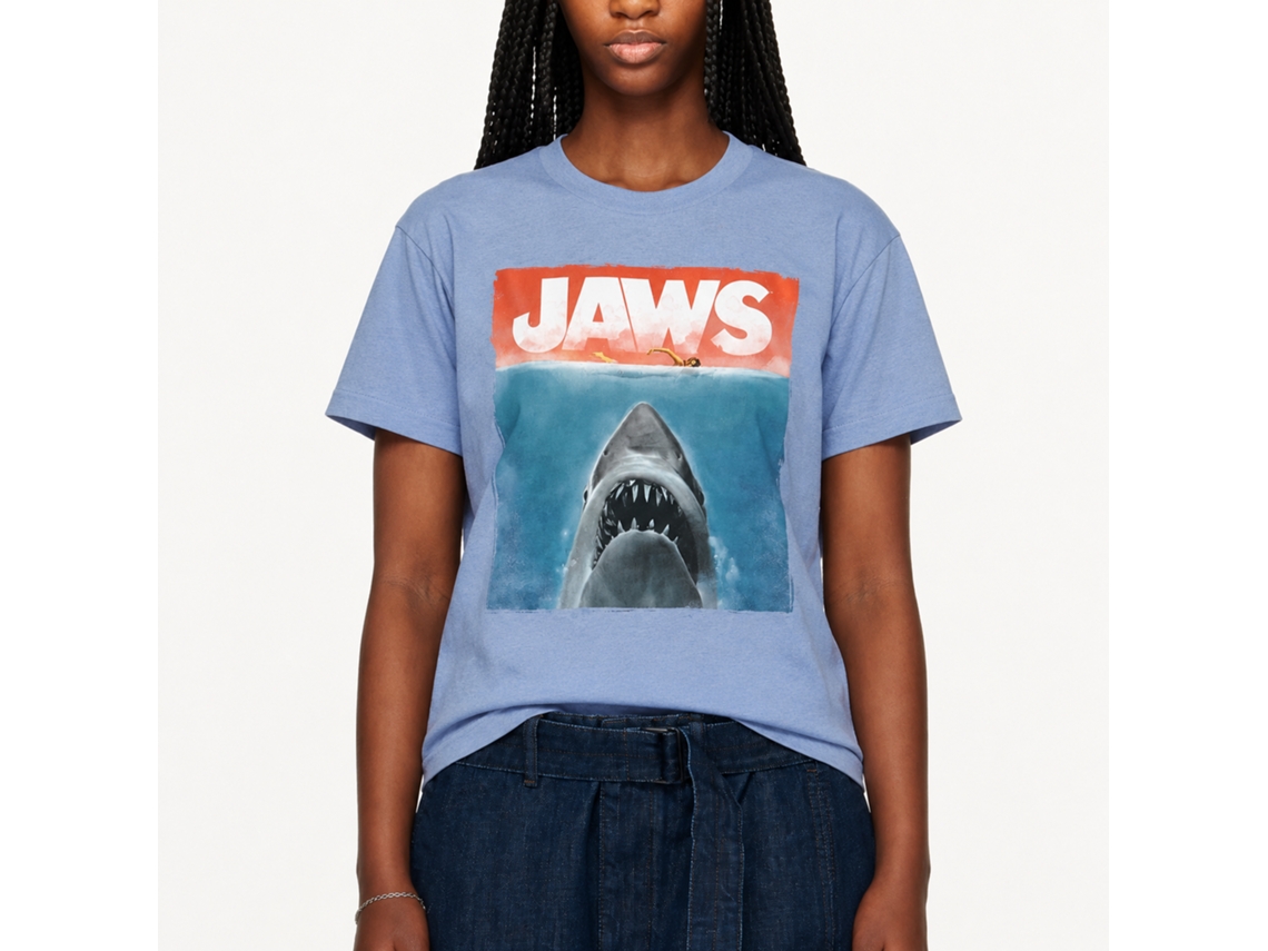 Rockinstone Jaws Movie Colors Heather Light Blue Adult T-shirt Size:xxxl