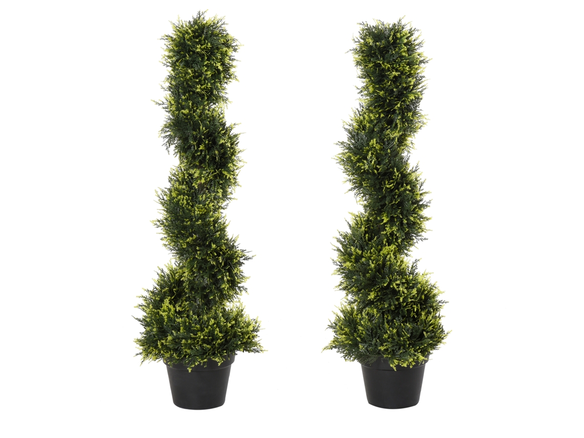 Conjunto De 2 Grandes Cedros Artificiais, 90 Cm, Plantas Artificiais, Cedros Artificiais De Plástico Em Vasos, Planta Espiral, Parecem Reais. Zkaka