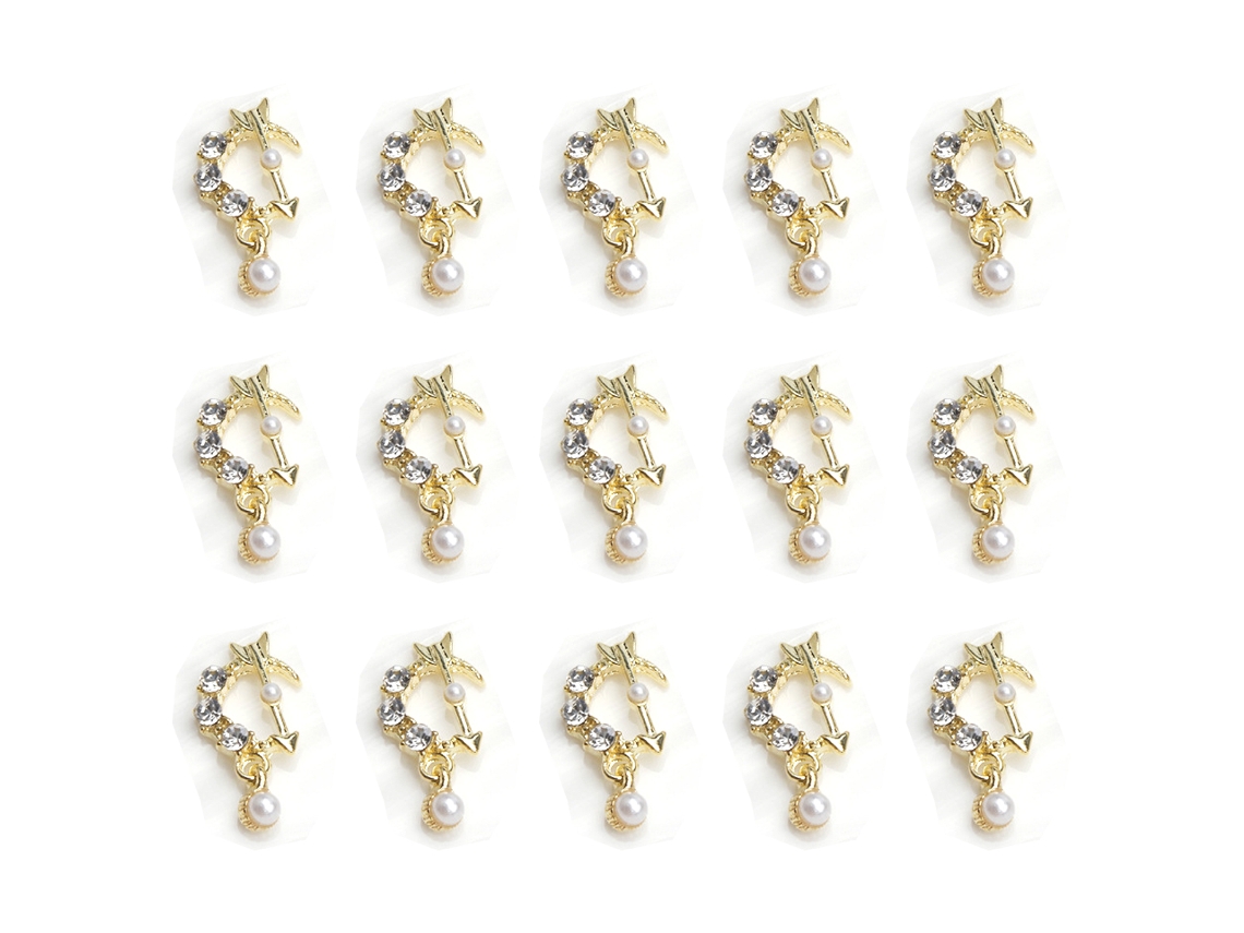 15Pcs Ornamentos de Unhas de Liga Laço de Diamante de Zircônia em Estilo Cartoon NEVEANCE