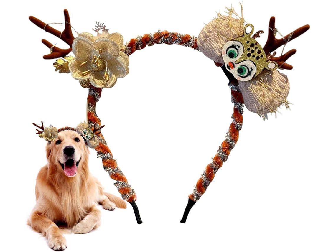 Tiara De Natal Cães, Tiara Adorável Com Luzes Cães