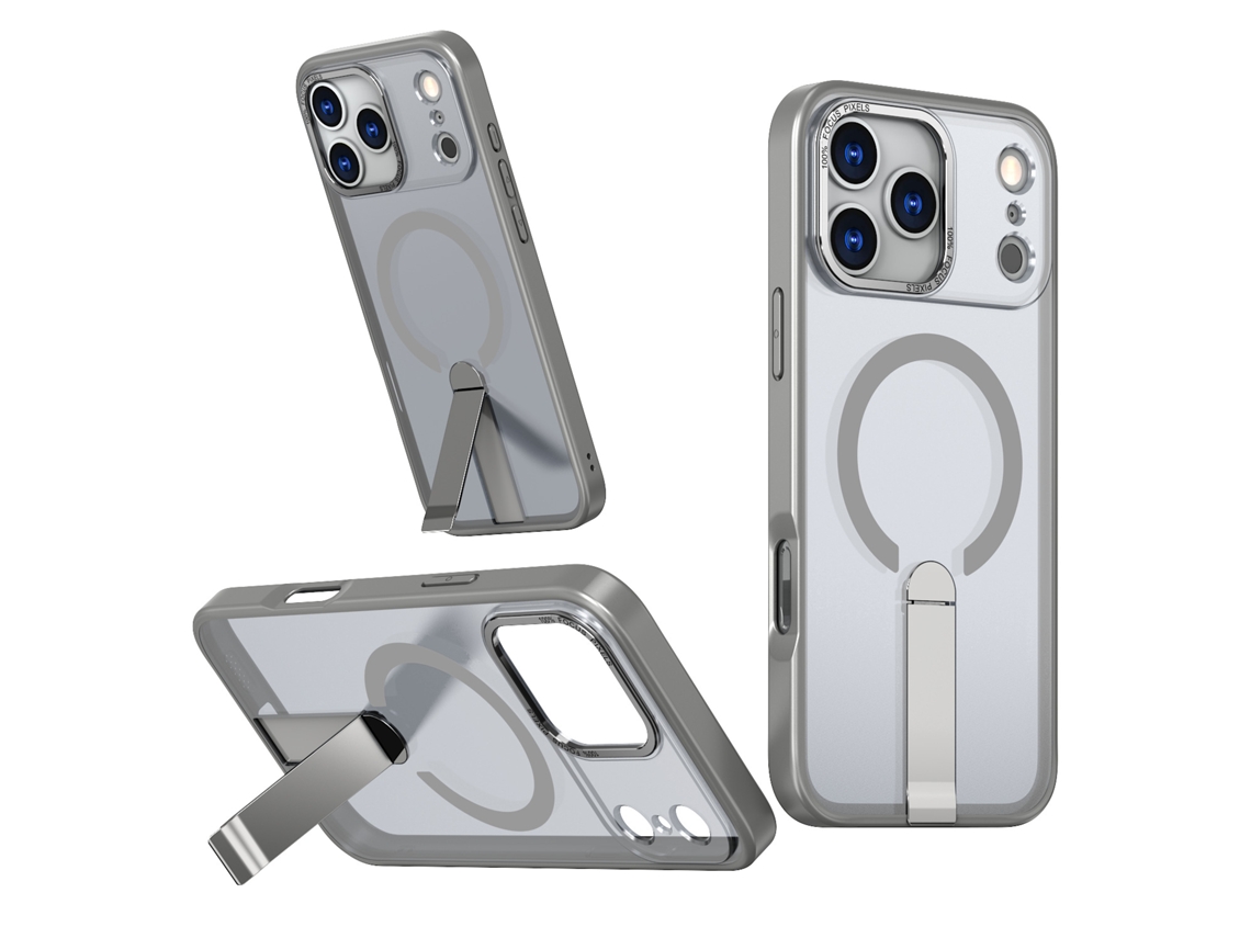 Capa Magnética Para Celular Com Estrelas E Suporte Fosco.iphone 13 Cinza