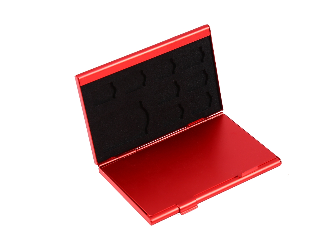 12 Slots Aluminium Storage Case Holder For Micro Sd Memory Card Tf Card LAXISCREED (red)