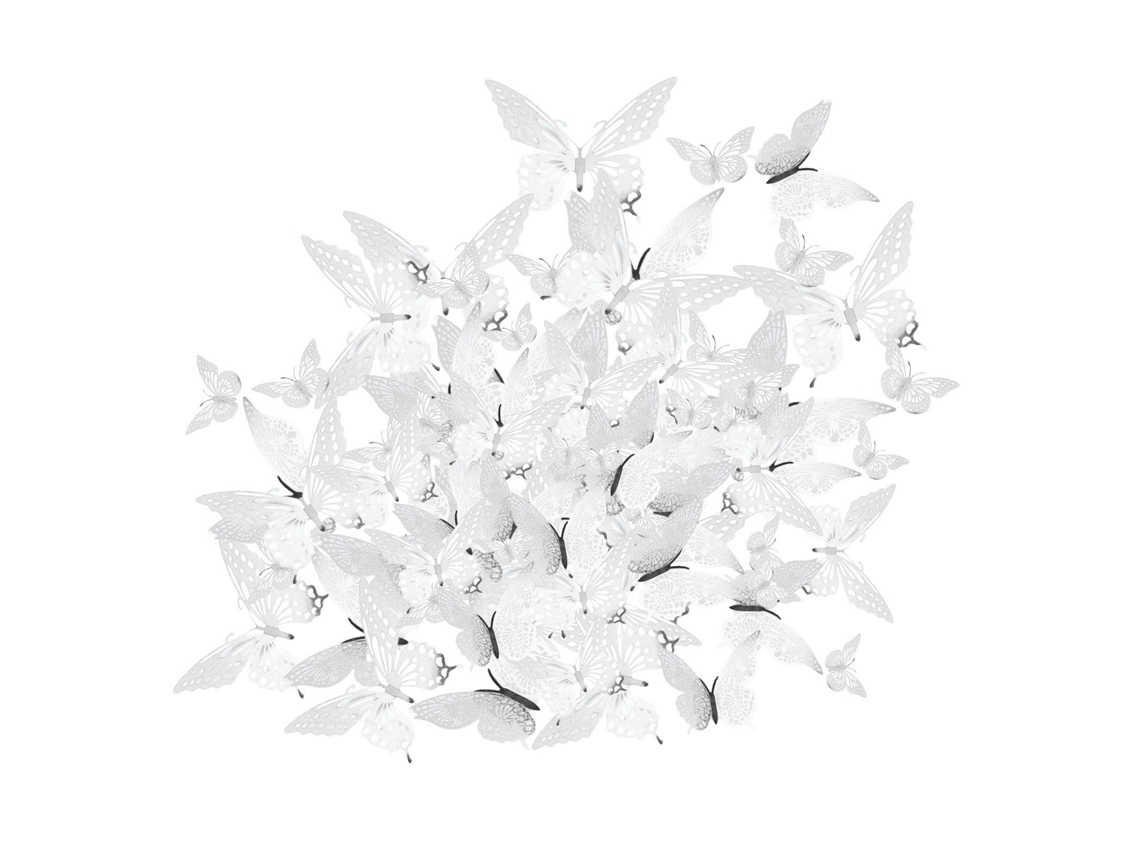 Adesivos Borboletas 3d Parede Decorativos Prata