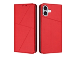 Capa De Couro Fosco Para Iphone 16 Plus - Flip Magnético