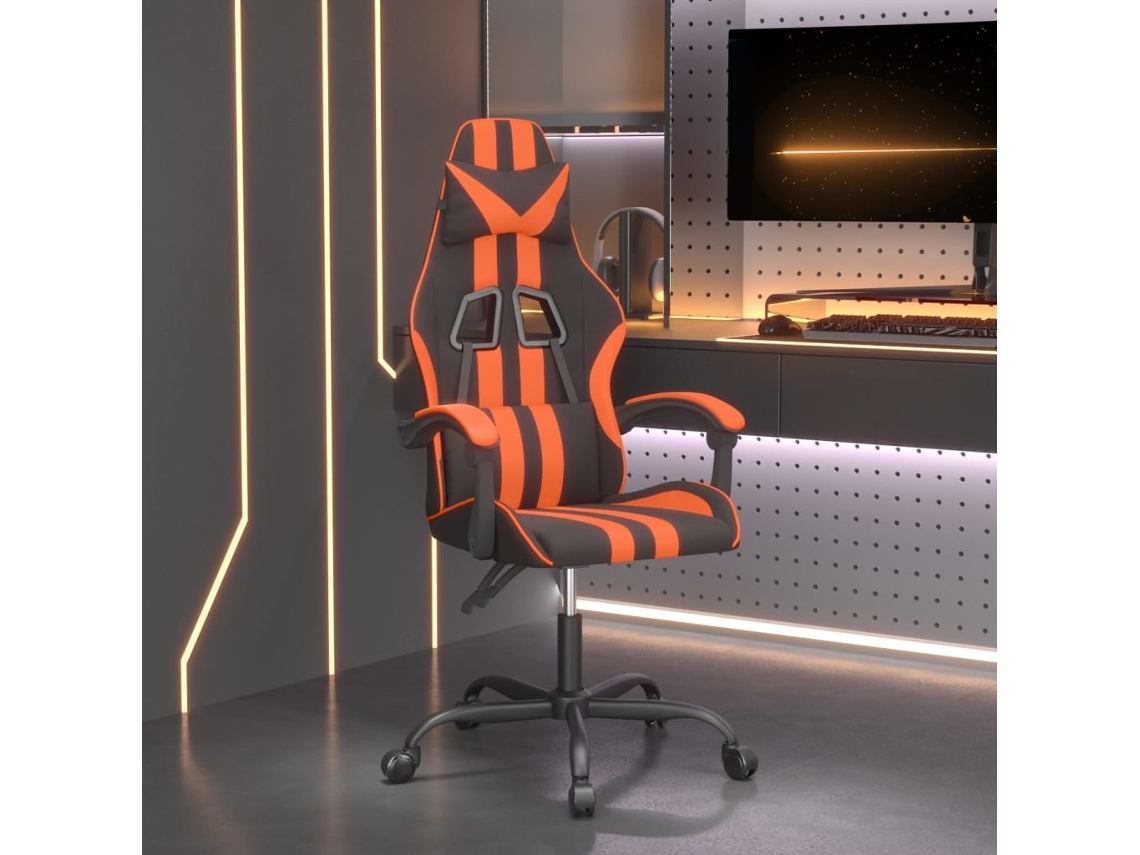 Vidaxl Cadeira Gaming Giratória Couro Artificial Preto E Laranja