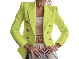 2026 jaqueta Formal para Mulher Blazer de Trabalho Office Lady Manga Longa Tamanho S 3xl Pel XL Verde