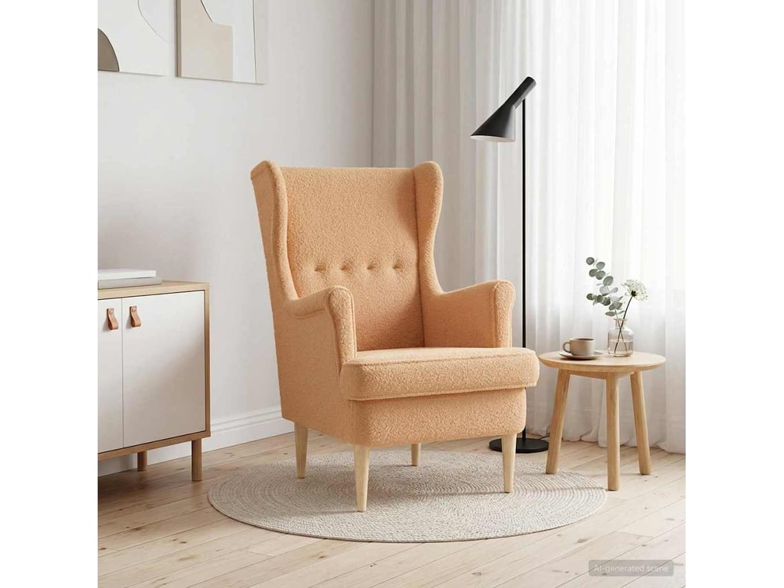 Vidaxl Poltrona Bege Bouclé