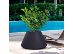 Vaso De Resina Cônico Redondo Stromboli Anthracite Para Plantas De Interior E Exterior, 60x35cm