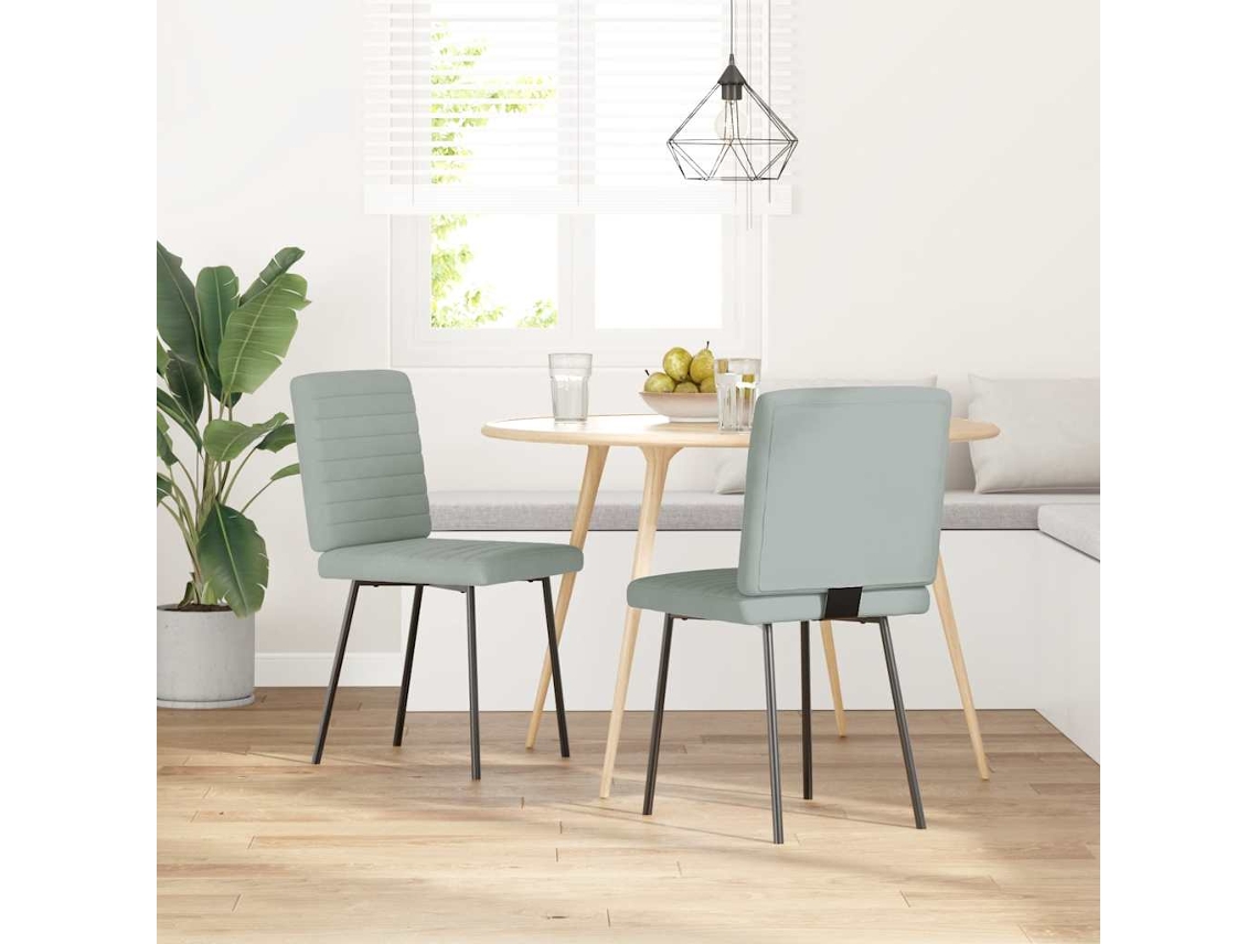 Vidaxl Cadeiras De Jantar 2 Pcs Veludo Cinzento-claro