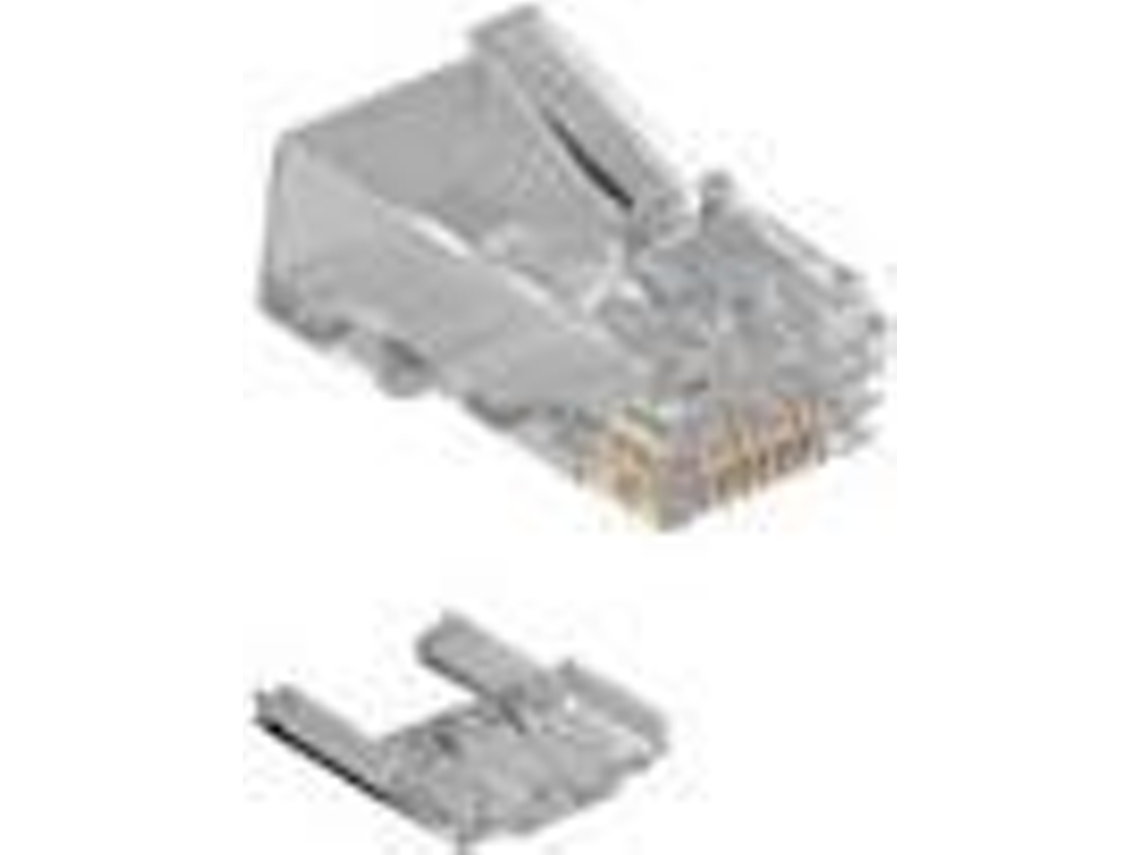 Conector modular RJ45 Cat6 para cabos redondos com condutores sólidos ou flexíveis. Adequado para condutores sólidos e flexíveis (8p/8c)