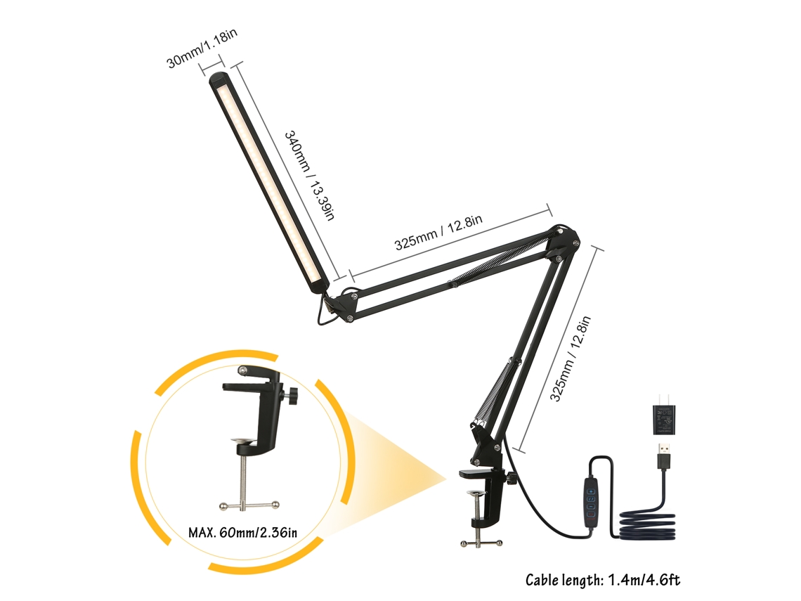 Lâmpada de Mesa Led Porco Cartoon com Armazenamento Luz Leitura Usb Proteção Ocular Amarela | S/MARCA
