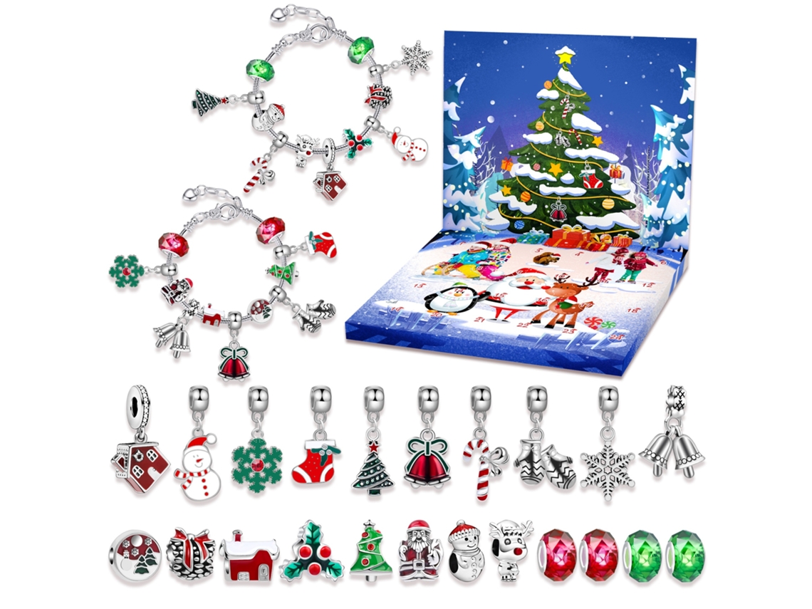 Calendário Do Advento Com Kit De Pulseiras De Natal, 24 Grades Elysve