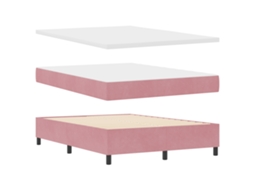 Conjunto 1 Cama Box Vidaxl Rosa Veludo (190 X 140 Cm)