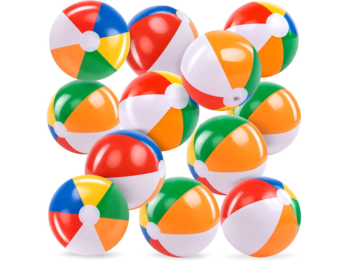 Bolas De Praia Arco-íris (pacote Com 12), Brinquedos Infláveis ​​de 30cm Para Banho, Ideal Brincadeiras Aquáticas No Verão, Lembr -aquaforge