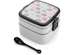 Marmita Bento Hedgehog Polkadot Empilhável, Dupla Camada, À Prova De Vazamentos, 1000ml, Com Colher, Recipiente Portátil