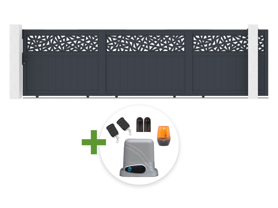Kit Portaoo Deslizante Dolomite Ruivo 5 X 1,60 M Em Alumi­nio Cinza Com Motor Tanker C600