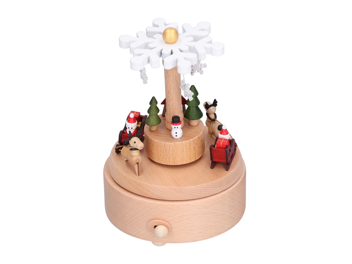 Caixa De Música De Madeira Laxiscreed Com Decoração De Nevasca Para Decoração E Presentes