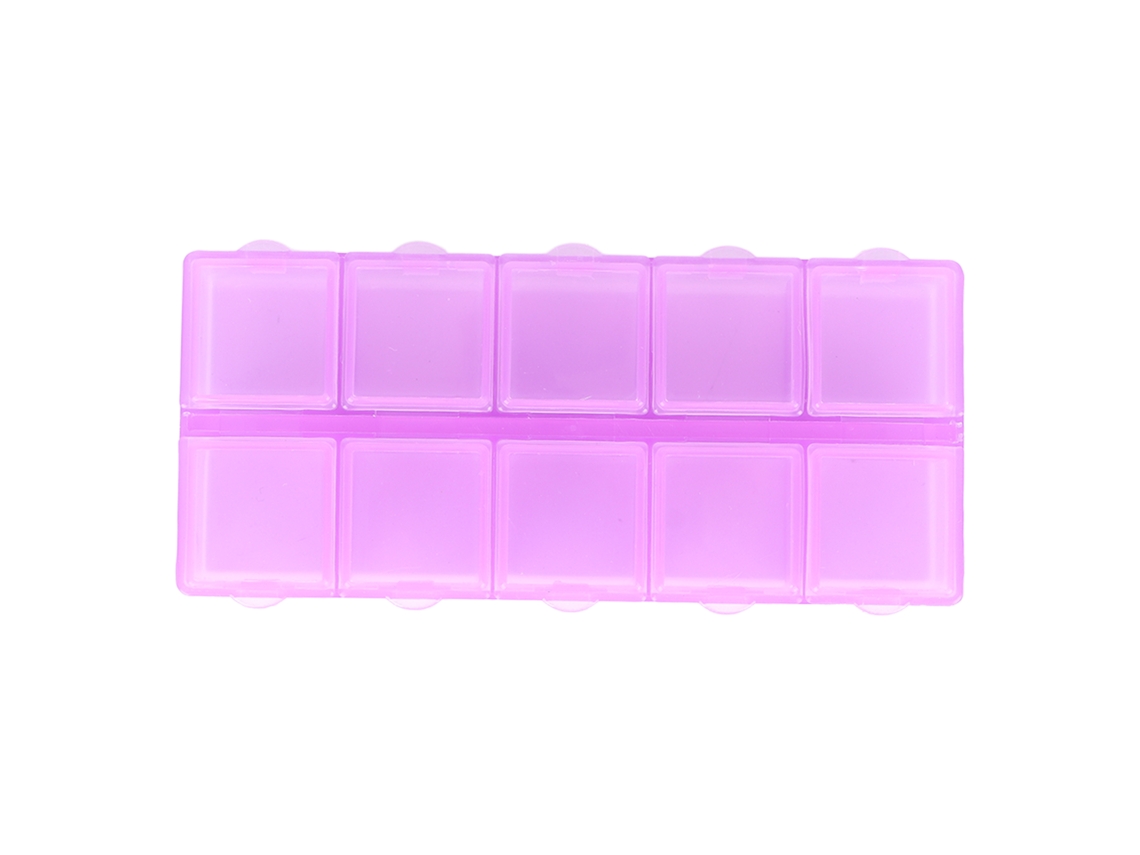 Caja De Armazenamento Plástico Roxa Com 10 Compartimentos Para Joias, Pérolas, Manualidades E Arte De Unhas
