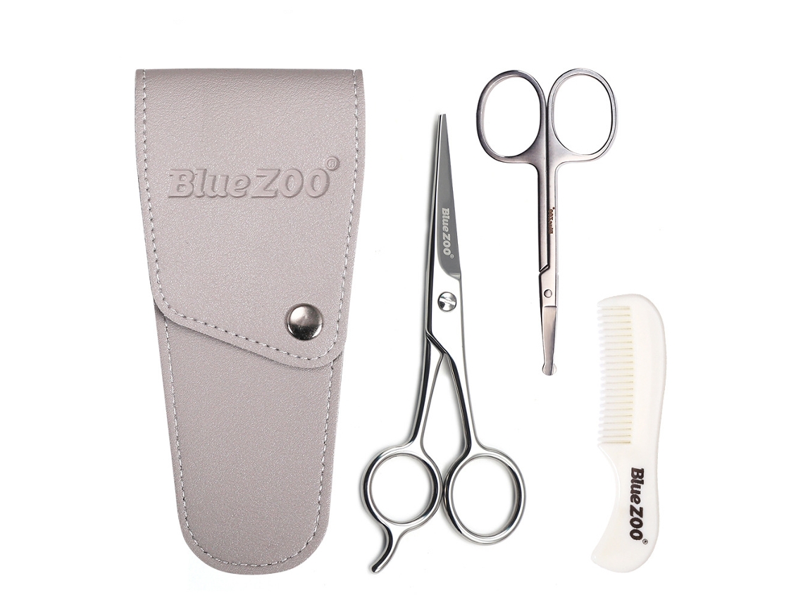 Kit De Barbear Profissional Para Homem Com Pente, Tesouras De Aço Inoxidável E Bolsa Preta
