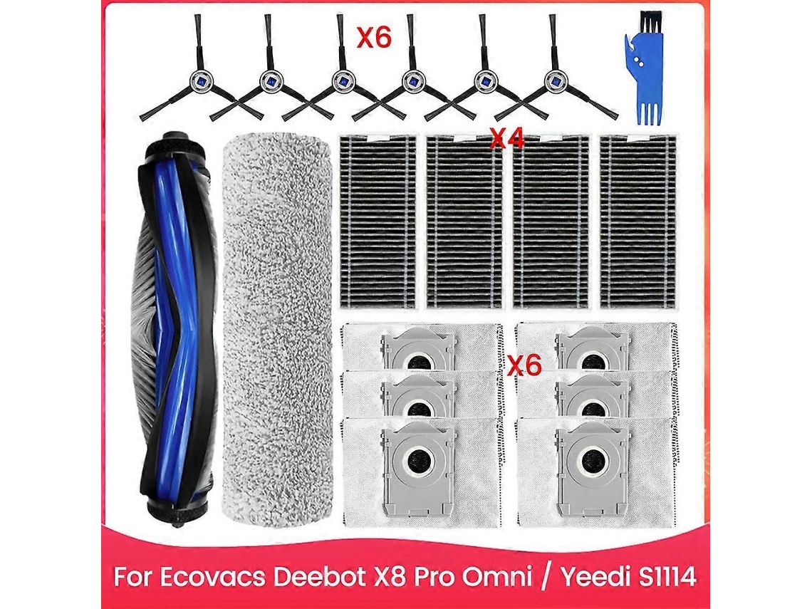Conjunto De 19 Peças Com Escova, Saco De Pó E Filtro Para Aspirador De Pó Ecovacs Deebot X8 Pro Omni E Yeedi S1 4. Peças De Reposição._ozo