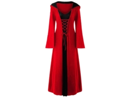 2026 vestido Gótico Renacentista Medieval para Mulher com Capuz e Manga Longa para Halloween