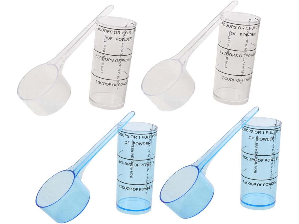Conjunto De 4 Copos E Colheres Medidoras Misturar Líquidos Em Laboratórios Odontológicos Experimentos Científicos