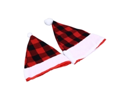 Chapéu de Natal Xadrez Vermelho Preto Crianças Adultos