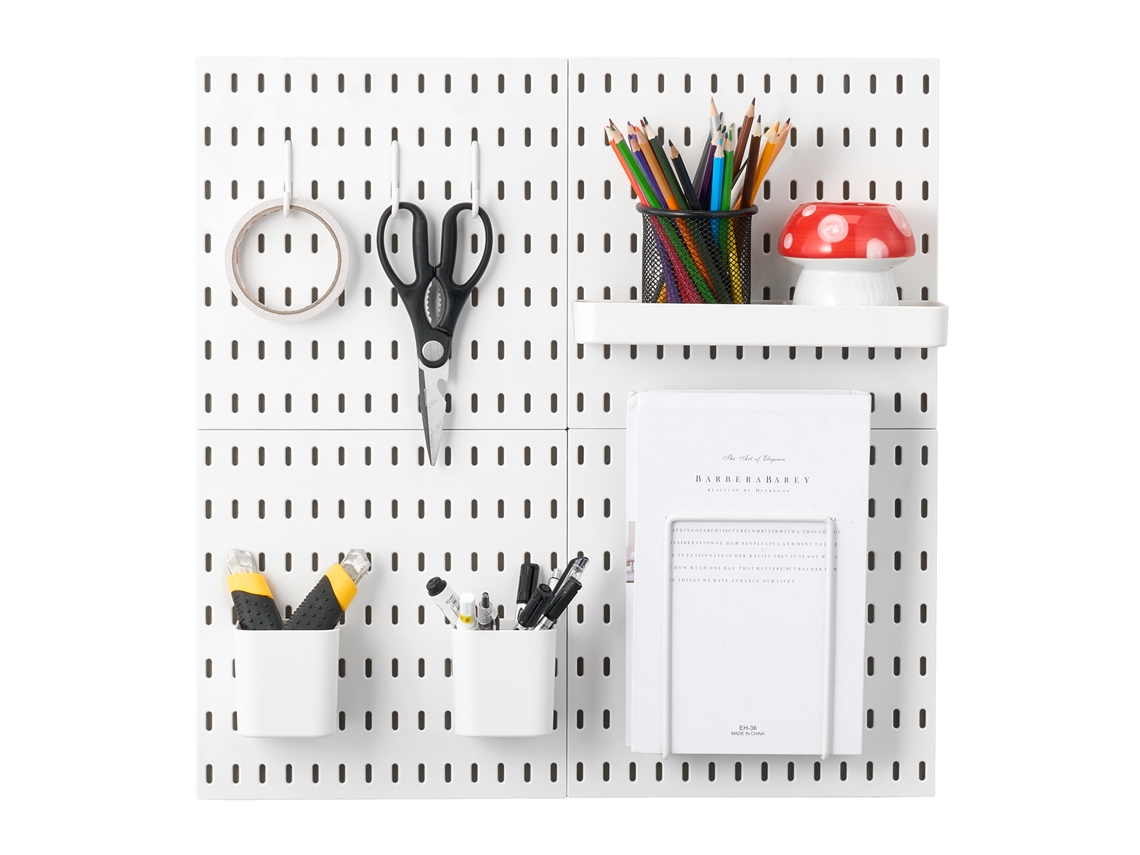 Painel Perfurado De Plástico Succebuy Com Acessórios 28 X 28 X 1,2 Cm 4 Painéis Branco