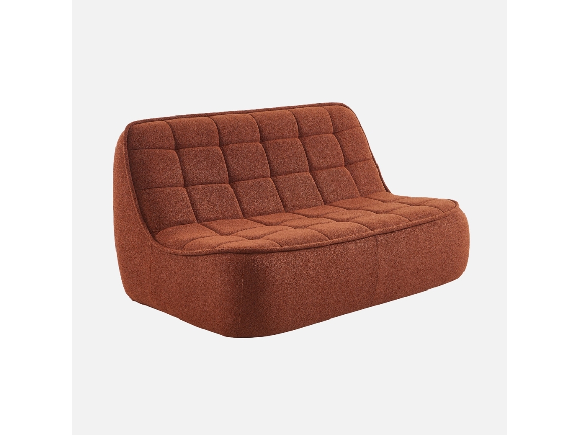 Sofá Modular Embalado A Vácuo Em Tecido Bouclé, 2 Lugares , Terracota