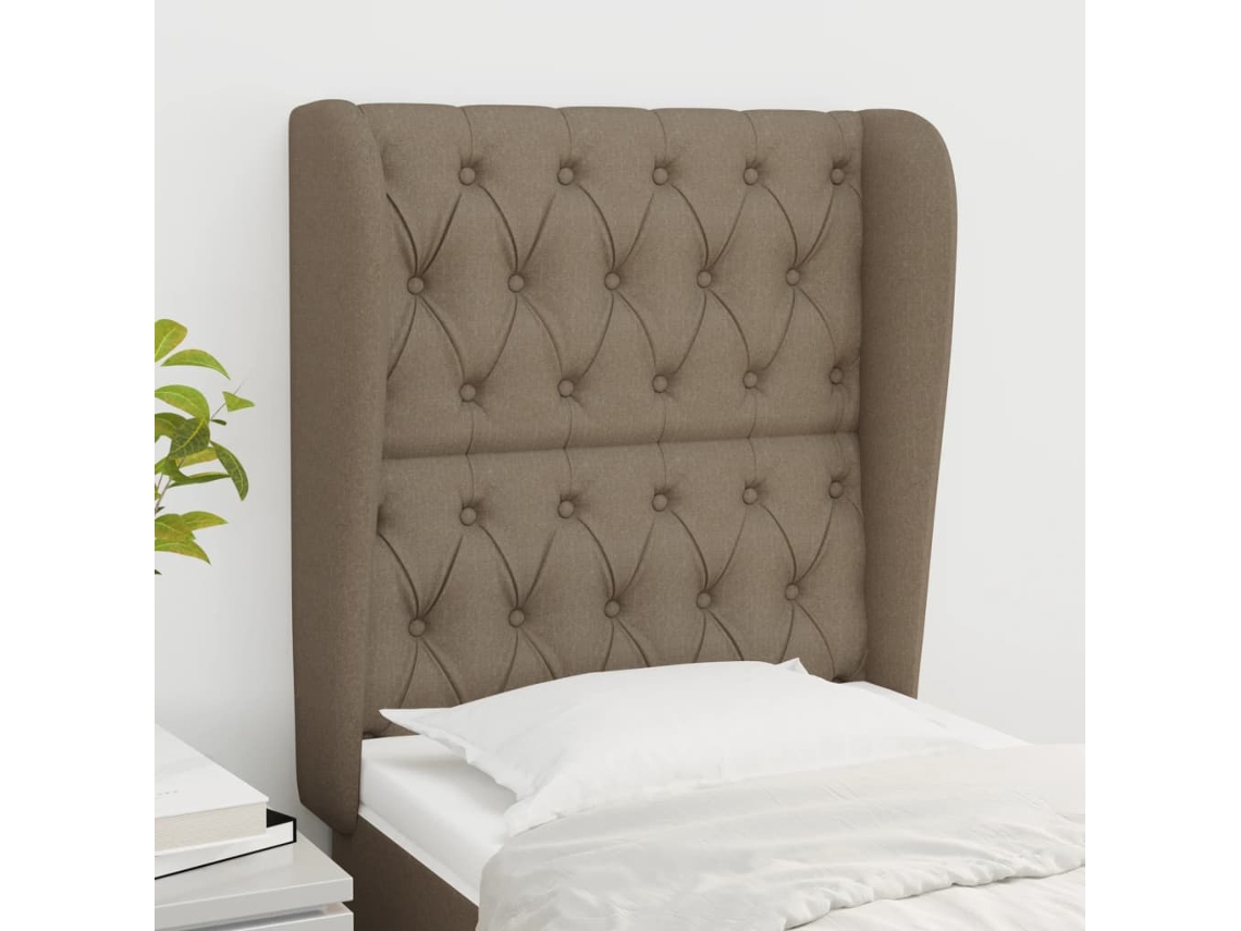 Vidaxl Cabeceira Cama C/ Abas Tecido 83x23x118/128cm Cinza-acastanhado
