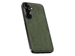 Capa Traseira De Pu Tpu Pc Para Samsung Galaxy S24 Fe Da Tkdaddy Com Armação De Lente De Metal Verde