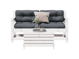 Pcs Conjunto Lounge Jardim C/ Almofadões Pinho Maciço Branco Dkd Home Decor