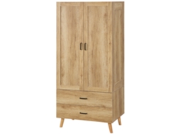 Armário Roupas 80x54x180cm Com 2 Portas, 2 Gavetas E Haste