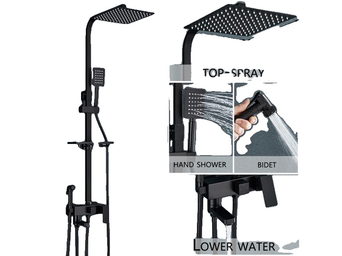 Conjunto De Torneira De Chuveiro, Montada Na Parede, Banheira Com Água Da Chuva,4-ways 10inch B