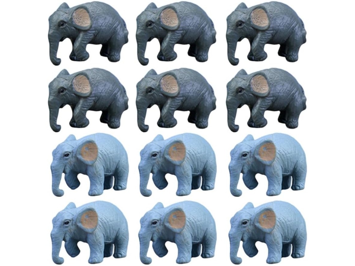 12 Elefantes em Miniatura Feitos de Pvc. Figuras Leves de Elefantes para Decoração de Bonsai e para Auxiliar na Criação CHABERLU