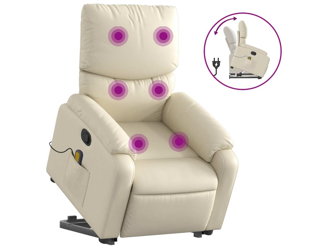 Stand Up Massage Recliner Chair, Stand Up Massage Recliner Chairs Vidaxl Creme Couro Artificial