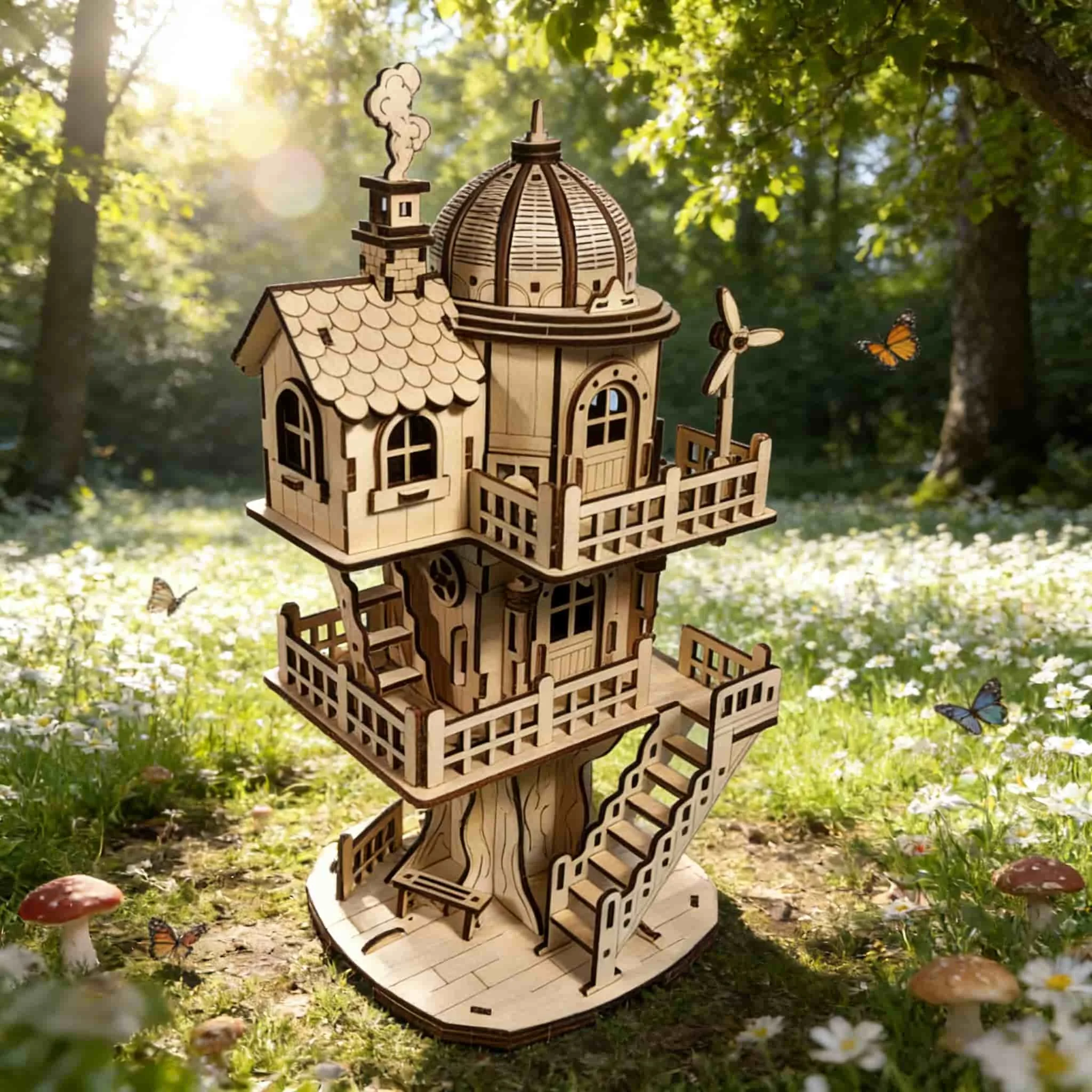 1. Casa na Árvore de Madeira Faça Você Mesmo, Quebra cabeça 3d Criativo MDUG
