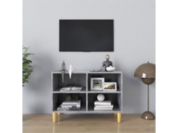 Vidaxl Móvel De Tv Pernas De Madeira 69,5x30x50 Cm Cinzento Cimento