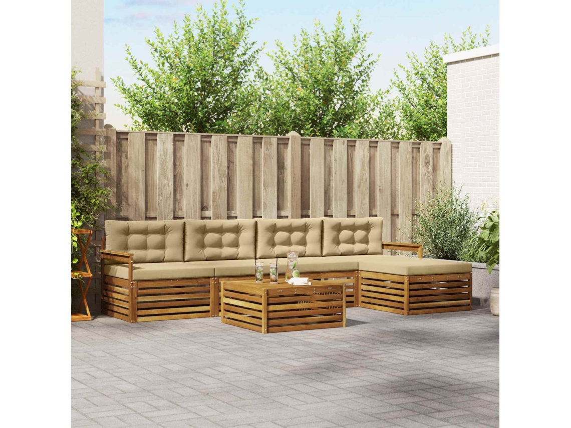 Vidaxl Conjunto De Sofás Para Exterior 6 Unid. Natural E Bege